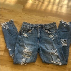 American Eagle Outfitters Ripped Blue Boyfriend Jeans